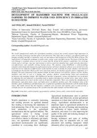 Development of Raisedbed Machine for Small-Scale Farmers to Improve Water Uses Efficiency in Irrigated Ecosystems Development of Raisedbed Machine for Small-Scale Farmers to Improve Water Uses Efficiency in Irrigated Ecosystems
