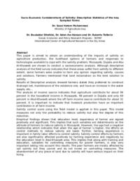 Impacts of Soil Salinity on the Productivity of Al-Musayyeb Small Farms in Iraq: An Examination of Technical, Economic and Allocative Efficiency Impacts of Soil Salinity on the Productivity of Al-Musayyeb Small Farms in Iraq: An Examination of Technical, Economic and Allocative Efficiency