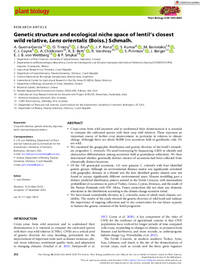 Genetic structure and ecological niche space of lentil's closest wild relative, Lens orientalis (Boiss.) Schmalh. Genetic structure and ecological niche space of lentil's closest wild relative, Lens orientalis (Boiss.) Schmalh.