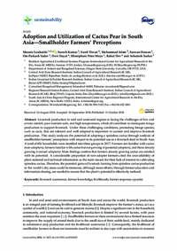 Adoption and Utilization of Cactus Pear in South Asia—Smallholder Farmers’ Perceptions Adoption and Utilization of Cactus Pear in South Asia—Smallholder Farmers’ Perceptions