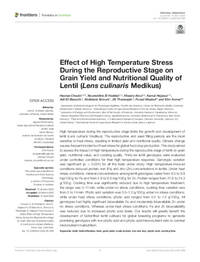 Effect of High Temperature Stress During the Reproductive Stage on Grain Yield and Nutritional Quality of Lentil (Lens culinaris Medikus) Effect of High Temperature Stress During the Reproductive Stage on Grain Yield and Nutritional Quality of Lentil (Lens culinaris Medikus)
