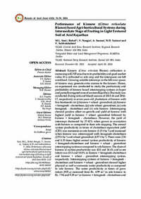 Performance of Kinnow (Citrus reticulata Blanco) based Agri-horticultural Systems during Intermediate Stage of Fruiting in Light Textured Soil of Arid Rajasthan Performance of Kinnow (Citrus reticulata Blanco) based Agri-horticultural Systems during Intermediate Stage of Fruiting in Light Textured Soil of Arid Rajasthan