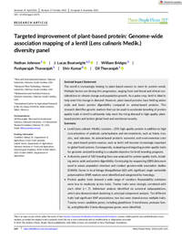 Targeted improvement of plant-based protein: Genome-wide association mapping of a lentil (Lens culinaris Medik.) diversity panel