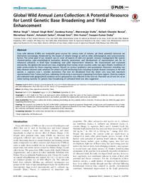 Global Wild Annual Lens Collection: A Potential Resource for Lentil Genetic Base Broadening and Yield Enhancement Global Wild Annual Lens Collection: A Potential Resource for Lentil Genetic Base Broadening and Yield Enhancement