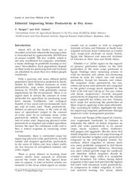 Editorial: Improving Water Productivity in Dry Areas Editorial: Improving Water Productivity in Dry Areas