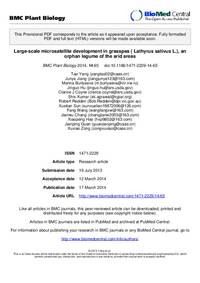 Large-scale microsatellite development in grasspea ( Lathyrus sativus L.), an orphan legume of the arid areas Large-scale microsatellite development in grasspea ( Lathyrus sativus L.), an orphan legume of the arid areas