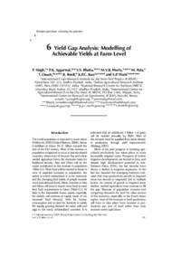 Yield Gap Analysis: Modelling of Achievable Yields at Farm Level Yield Gap Analysis: Modelling of Achievable Yields at Farm Level