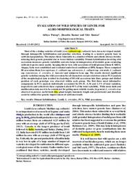 Evaluation of wild species of lentil for agro-morphological traits Evaluation of wild species of lentil for agro-morphological traits