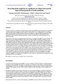 Recording birth weight has no significance in village based genetic improvement programs of small ruminants