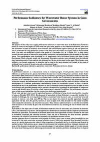 Performance Indicators for Wastewater Reuse Systems in Gaza Governorates Performance Indicators for Wastewater Reuse Systems in Gaza Governorates