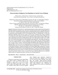 Characterization of Indigenous Goat Populations in Selected Areas of Ethiopia Characterization of Indigenous Goat Populations in Selected Areas of Ethiopia