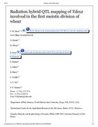 Radiation hybrid QTL mapping of Tdes2 involved in the first meiotic division of wheat Radiation hybrid QTL mapping of Tdes2 involved in the first meiotic division of wheat