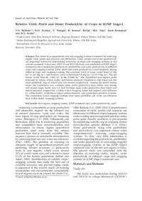 Relative Yield, Profit and Water Productivity of Crops in IGNP Stage-I Relative Yield, Profit and Water Productivity of Crops in IGNP Stage-I
