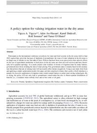 A policy option for valuing irrigation water in the dry areas A policy option for valuing irrigation water in the dry areas
