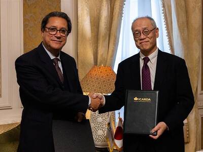 Aly Abousabaa, Director General of ICARDA , His Excellency Mr. IWAI Fumio, the Japanese Ambassador to Egypt