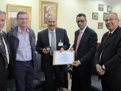 ICARDA’s Director General, Dr. Mahmoud Solh, receiving the FAO 70th Anniversary Commemorative Medal