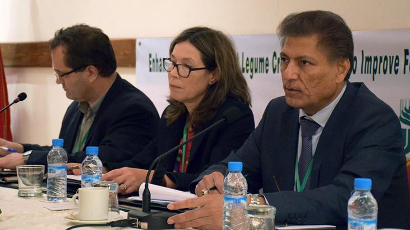 Dr. Kamel Shideed, Dr. Hilali Hamida, and Dr. Michael Baum at the final technical committee meeting of EU-IFAD funded project.