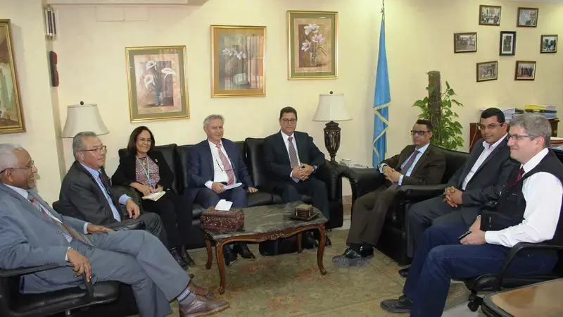 FAO Assistant Director General and Near East-North Africa Regional Representative, Abdessalam Ould Ahmed chats with ICARDA Director General, Aly Abousabaa FAO Assistant Director General and Near East-North Africa Regional Representative, Abdessalam Ould Ahmed chats with ICARDA Director General, Aly Abousabaa