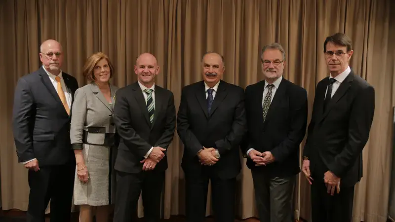 (L to R) Dr. Ronnie Coffman, Vice Chair, BGRI, Dr. Jeanie Borlaug Laube, Chair, BGRI, Dr. David Hodson, CIMMYT-Ethiopia, Dr. Mahmoud Solh, Director General, ICARDA, Dr. Hans Braun, Director, CRP Wheat & Dr. Robert Park, University of Sydney (L to R) Dr. Ronnie Coffman, Vice Chair, BGRI, Dr. Jeanie Borlaug Laube, Chair, BGRI, Dr. David Hodson, CIMMYT-Ethiopia, Dr. Mahmoud Solh, Director General, ICARDA, Dr. Hans Braun, Director, CRP Wheat & Dr. Robert Park, University of Sydney