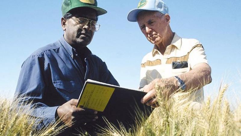 Dr. Sanjaya Rajaram (left), Senior Scientific Advisor at ICARDA, with Dr. Norman Borlaug