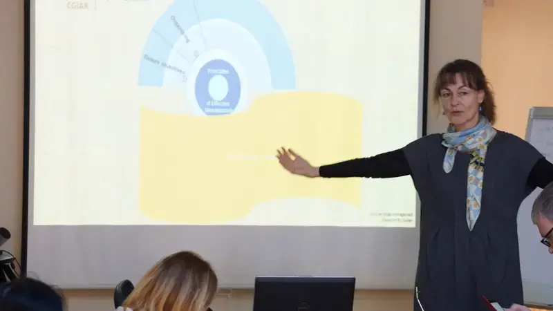 Dr. Karin Reinprecht discusses importance of management styles to remove prejudices based on gender at an in-house workshop. Dr. Karin Reinprecht discusses importance of management styles to remove prejudices based on gender at an in-house workshop.