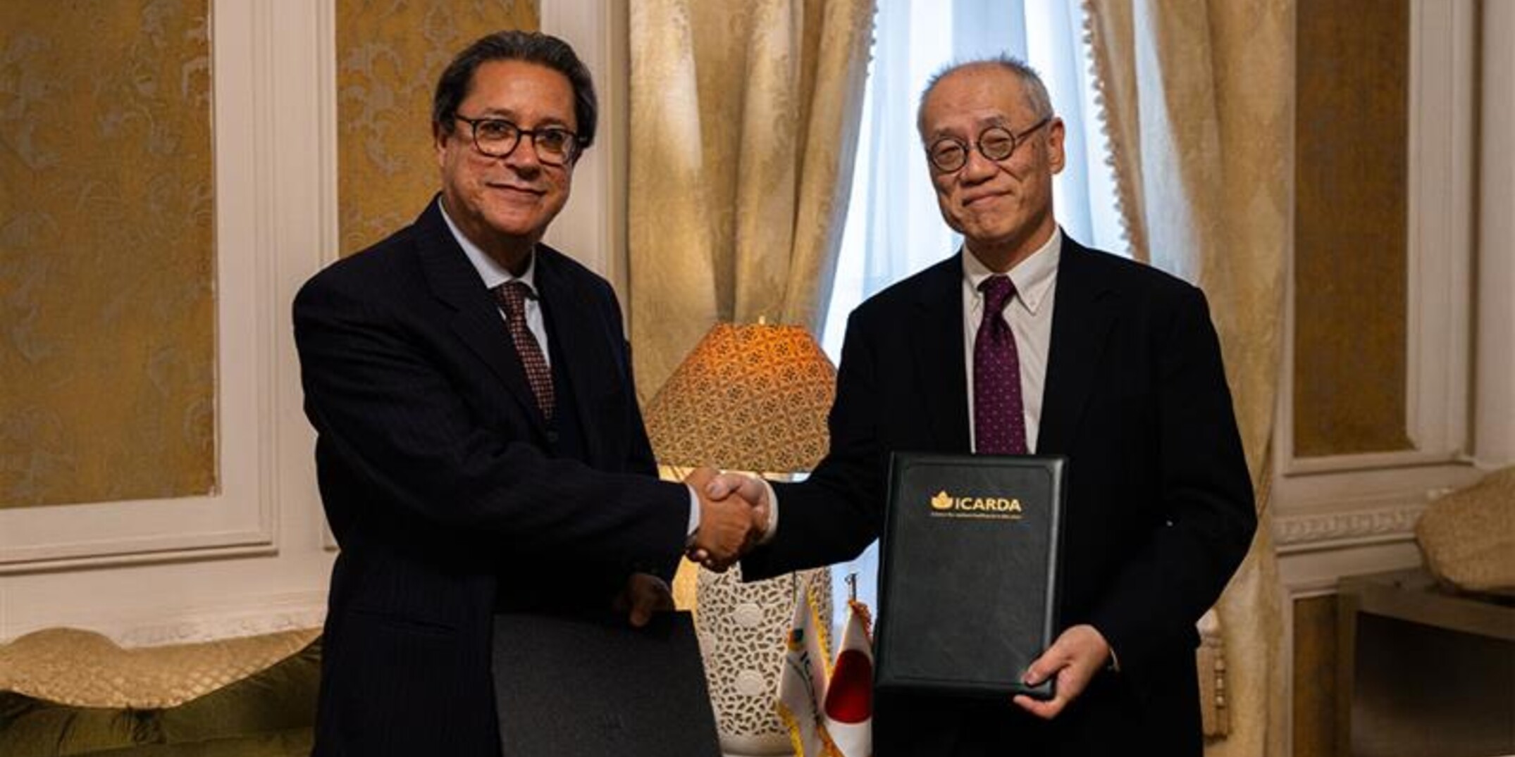 Aly Abousabaa, Director General of ICARDA , His Excellency Mr. IWAI Fumio, the Japanese Ambassador to Egypt