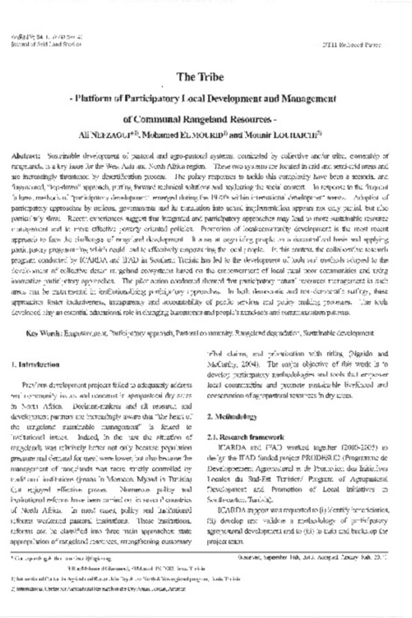 The Tribe - Platform of Participatory Local Development and Management of Communal Rangeland Resources The Tribe - Platform of Participatory Local Development and Management of Communal Rangeland Resources