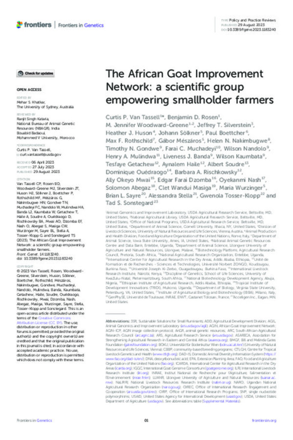 The African Goat Improvement Network: a scientific group empowering smallholder farmers