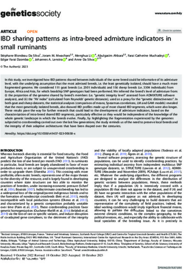 IBD sharing patterns as intra-breed admixture indicators in small ruminants
