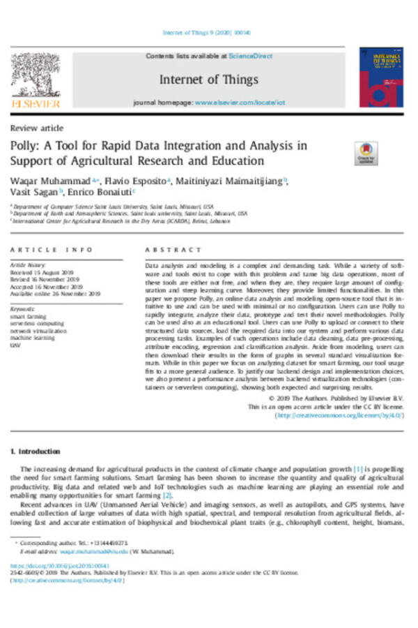 Polly: A Tool for Rapid Data Integration and Analysis in Support of Agricultural Research and Education
