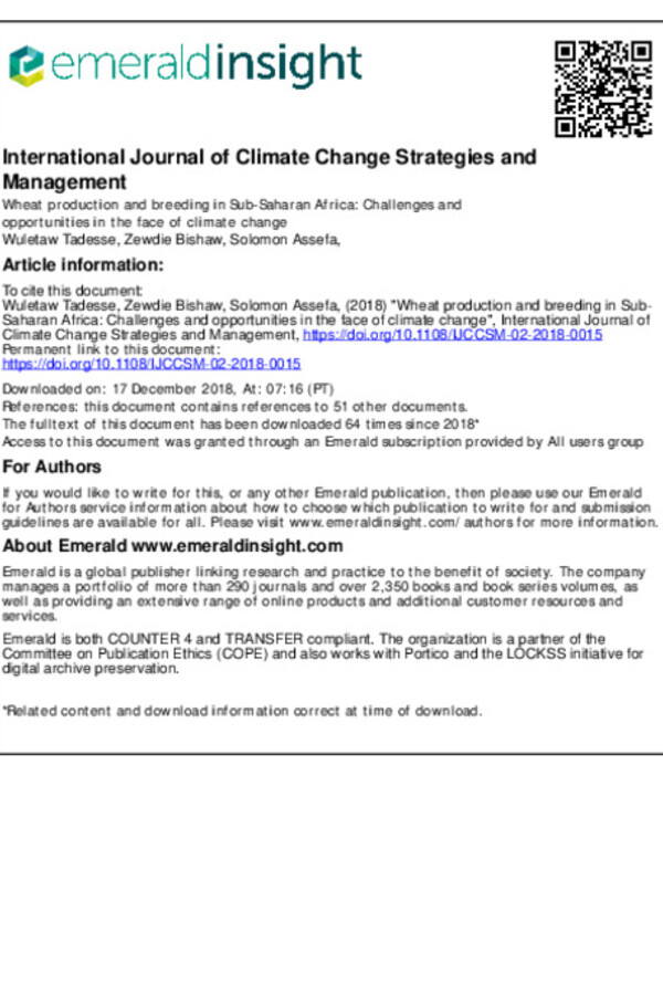 Wheat production and breeding in Sub-Saharan Africa: Challenges and opportunities in the face of climate change