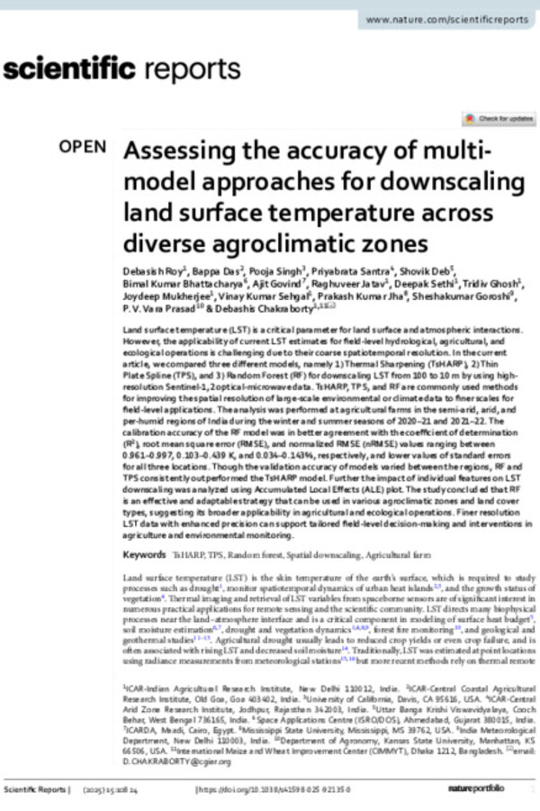 Assessing the accuracy of multi-model approaches for downscaling land surface temperature across diverse agroclimatic zones