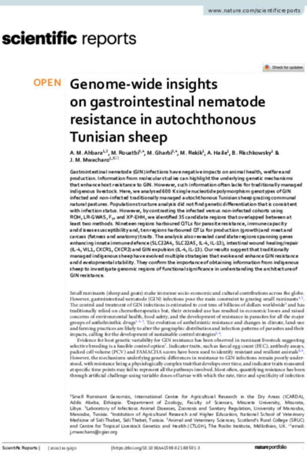 Genome-wide insights on gastrointestinal nematode resistance in autochthonous Tunisian sheep