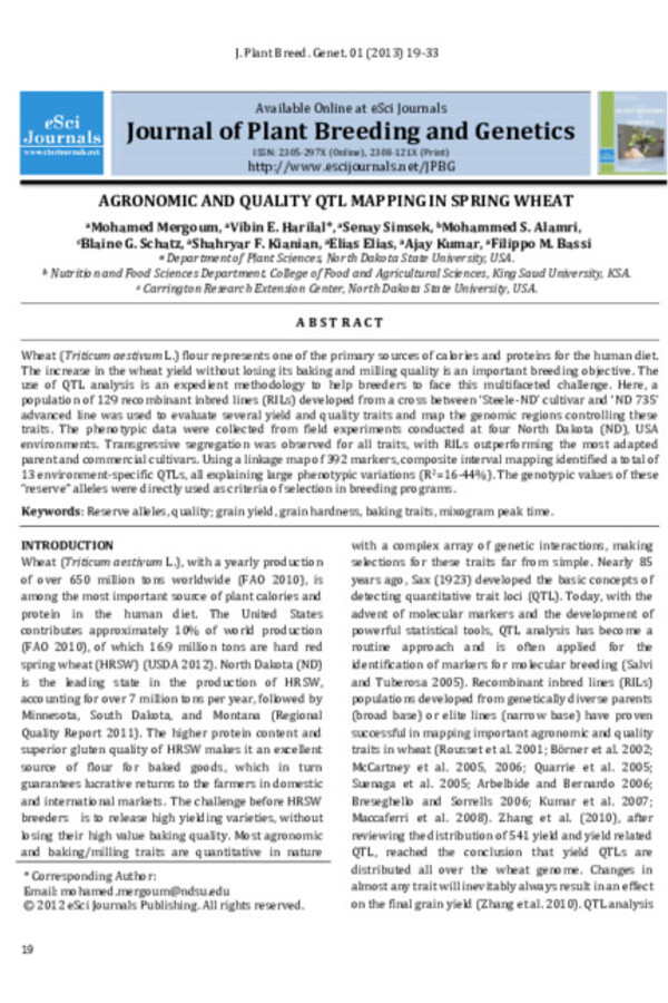 AGRONOMIC AND QUALITY QTL MAPPING IN SPRING WHEAT