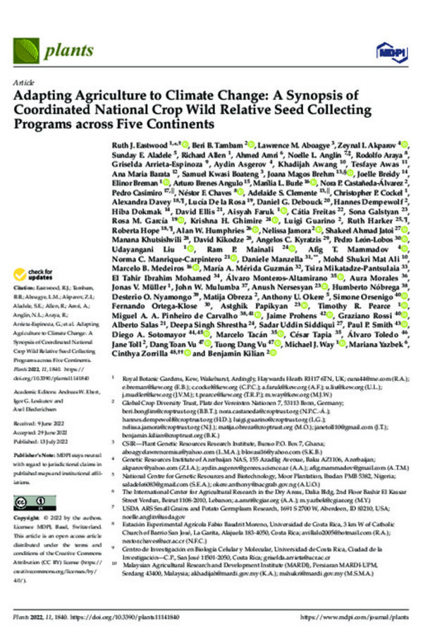 Adapting Agriculture to Climate Change: A Synopsis of Coordinated National Crop Wild Relative Seed Collecting Programs across Five Continents