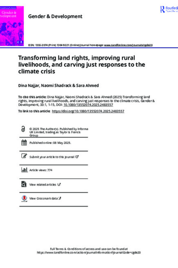 Transforming land rights, improving rural livelihoods, andcarving just responses to the climate crisis Transforming land rights, improving rural livelihoods, andcarving just responses to the climate crisis