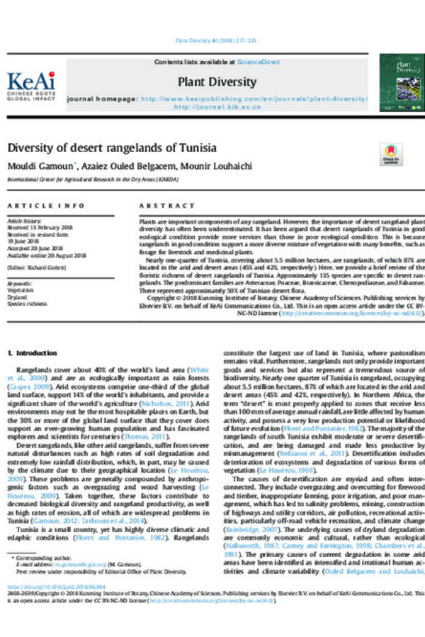 Diversity of desert rangelands of Tunisia