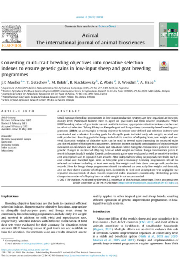 Converting multi-trait breeding objectives into operative selection indexes to ensure genetic gains in low-input sheep and goat breeding programmes 