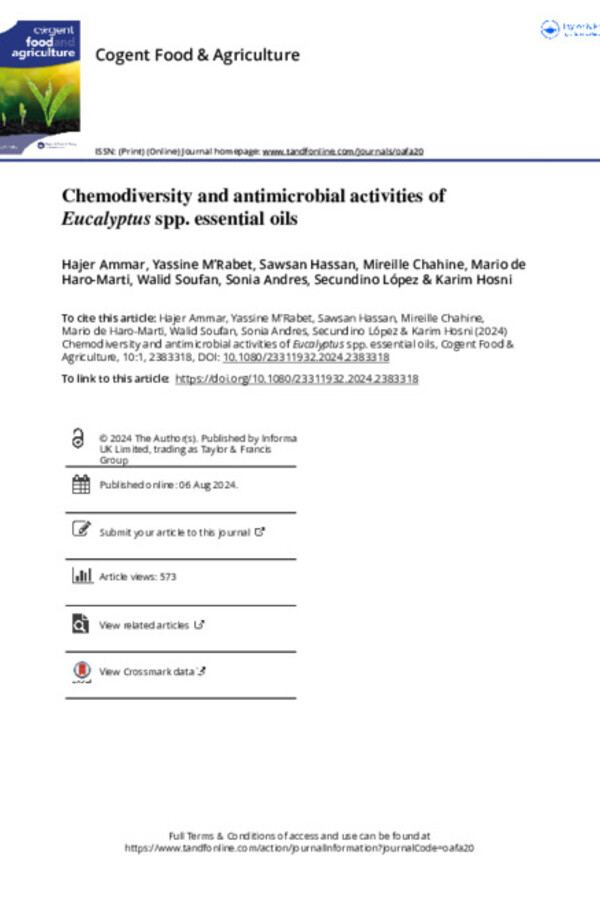 Chemodiversity and antimicrobial activities of Eucalyptus spp. essential oils Chemodiversity and antimicrobial activities of Eucalyptus spp. essential oils