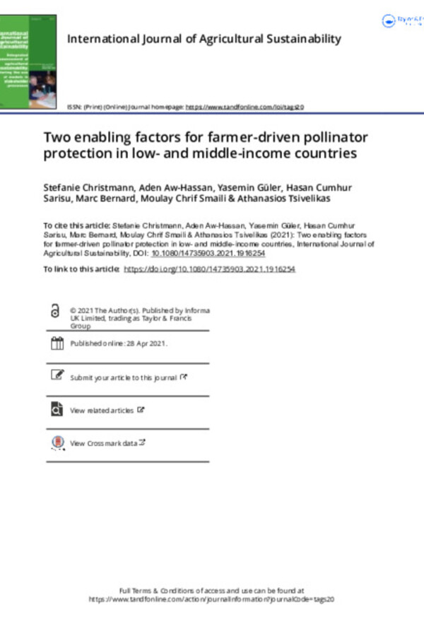 Two enabling factors for farmer-driven pollinator protection in low- and middle-income countries
