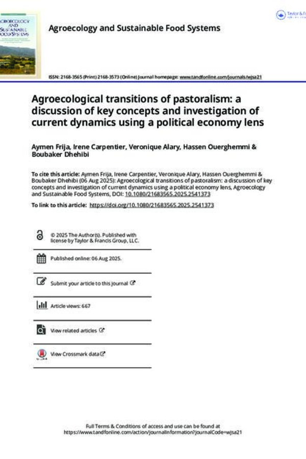 Agroecological transitions of pastoralism: a discussion of key concepts and investigation of current dynamics using a political economy lens