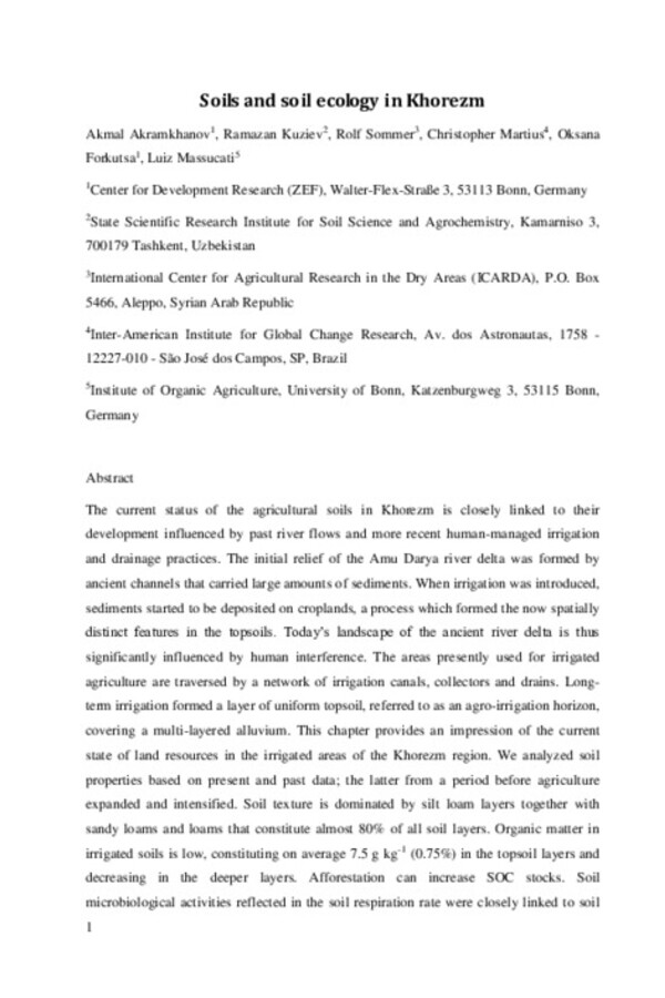 Soils and Soil Ecology in Khorezm