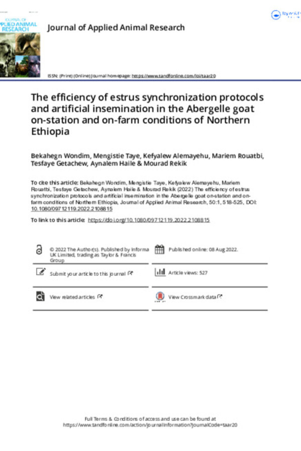 The efficiency of estrus synchronization protocols and artificial insemination in the Abergelle goat on-station and on-farm conditions of Northern Ethiopia