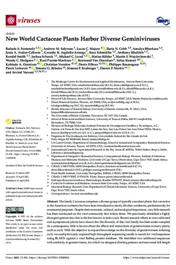 New World Cactaceae Plants Harbor Diverse Geminiviruses